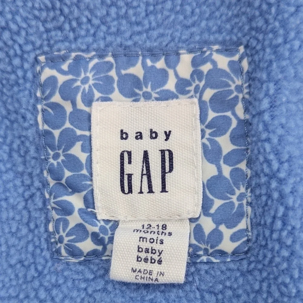 Baby GAP (12-18 Months) Blue & White Hooded Puffer Jacket